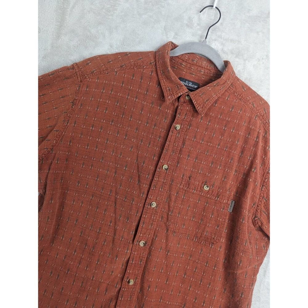 Woolrich Mens Short Sleeve Shirt Button Up Cotton Check Orange‎ Size XL